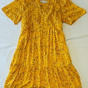 LOFT Mustard Floral Blouse